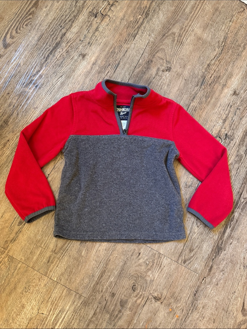 OshKosh B'gosh Red and Gray Quarter-Zip Fleece Pullover